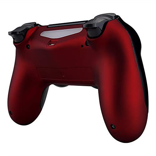 eXtremeRate Scarlet Red Soft Touch Bottom Shell for PS4 Slim Pro Controller, Game Improvement Replacement Parts Back Housing Case Cover for Playstation 4 Controller JDM-040, JDM-050 and JDM-055