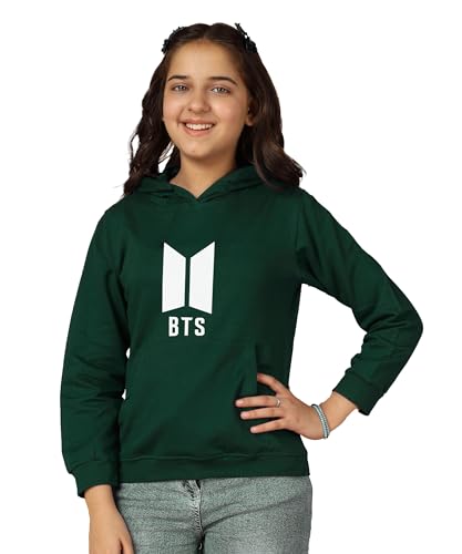 Image of KYDA KIDS Girls Cotton Hooded Sweatshirt | Regular Fit Full Sleeves Winter Wear Hoodies