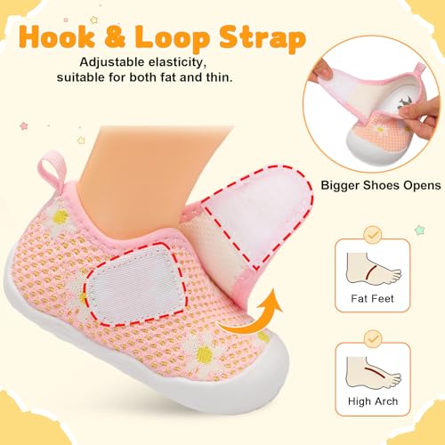 Image of FEETCITY Baby First Walking Shoes Wide Baby Shoes Infant Sneakers Newborn Crib Shoe Barefoot Lightweight Slip On Shoe