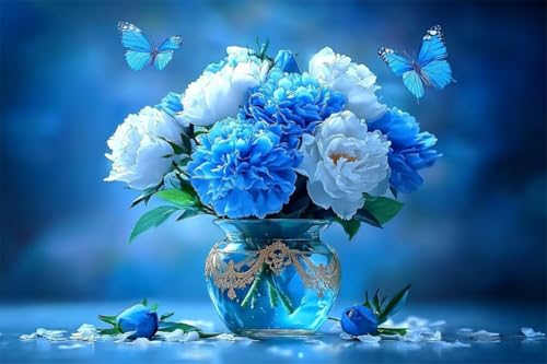 Adultos y Principiantes Diamond Painting Taladro Completo 5D DIY Arts Kits Flores Elegantes Imagen Diamante Pintura Pintura Punto de Cruz Para Decoración Pared Hogar Taladro Redondo 30x45cm A0712