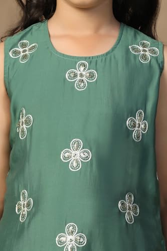 Image of Fashion Dream Girl's Chanderi Silk Ethnic Kurta and Sharara Set|Kids Salwar Suit Set|Sharara Set for Girls