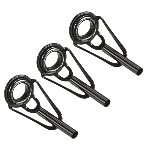 PATIKIL 2.2mm Tube Dia Fishing Rod Tips Repair Kit, 3pcs Stainless Steel Black Guide Ring for Saltwater Freshwater Fishing