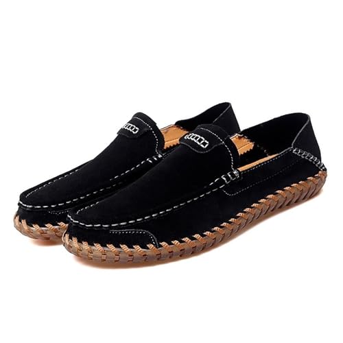 Casual Loafers for Men Suede Vamp Evening Solid Color Round Toe Low Top Classic Slip-on3