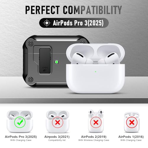 Image of Compatible with Airpods Pro 3 Case(2025),for Airpods Pro 3rd Generation Cases Cover with Keychain Cleaner Kit Soft Silicone Shockproof Cover for Women Men