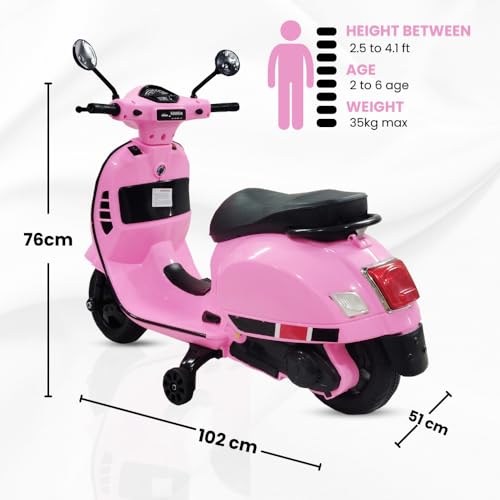 Image of Vespa 12v Battery Operated Rechargeable Ride On Scooter for Girls and Boys || 1 to 6 Years Kids Scooty, Pink
