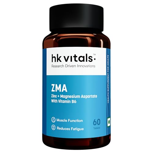 Image of hk vitals ZMA (60 Tablets) | Zinc + Magnesium Aspartate with Vitamin B6 | Muscle Function & Reduces Fatigue