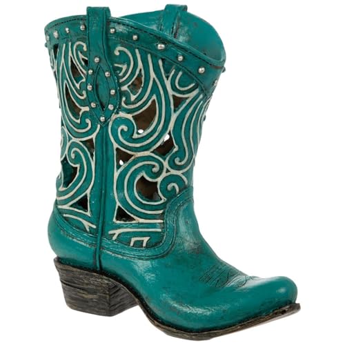Hobby Lobby Boot Vase, 6.81" H x 6.25" W, Faux Floral Centerpiece Wedding Baby Shower Party Vase, Turquoise