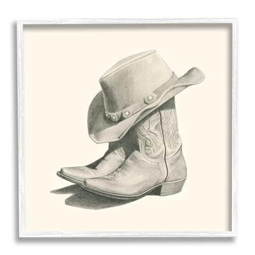 Stupell Industries Cowboy Boots Drawing Framed Giclee Art by Grace Popp