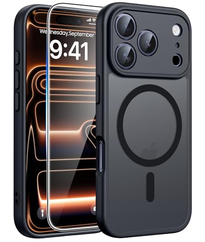 Image of FNTCASE for iPhone 17 Pro Max Case: [Compatible with Magsafe] Translucent Matte Cases with [Full Camera Protection] [Screen Protector] Military Grade Shockproof Protective Phone Cover - Black Circle