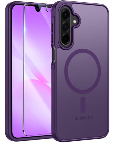 Image of FNTCASE for Galaxy A26 5G Phone Case: Magnetic Matte Translucent Military Grade Drop Protection Cell Phone Cover - Slim Rugged Durable Shockproof Protective for Samsung A26 Cases - Purple