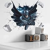 NBKLSD Stickers muraux 3D Batman Bat Man Kids Cartoon Room Decal Wallpaper Amovible，60x90cm