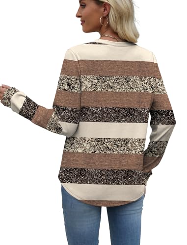 Image of WIHOLL Sweatshirt for Women Crewneck Long Sleeve Shirts Curved Hem Lightweight Sweaters Fall Clothes 2025