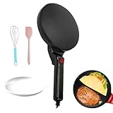 Crepe Maker 600W - Sartén antiadherente con batidor y control automático de temperatura, superficie de 20 cm, ideal para crepes y panqueques
