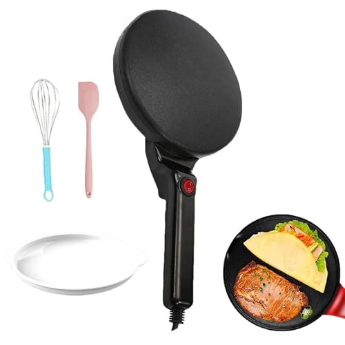 Crepe Maker 600W - Sartén antiadherente con batidor y control automático de temperatura, superficie de 20 cm, ideal para crepes y panqueques