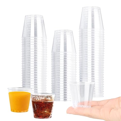 MXTIMWAN 50 Pezzi Bicchieri di Plastica Trasparenti, 30ml Bicchieri da Vino di Plastica Tazze per Bevande Riutilizzabili, Bicchieri Cocktail Plastica per Festa,Festival,Compleanno