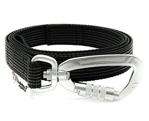 Twinkys Correa de Arrastre Dog Style engomado con mosquetón de Seguridad de 20 mm de Ancho para Perros - con Correa de Mano 1 Metro Negro Cover