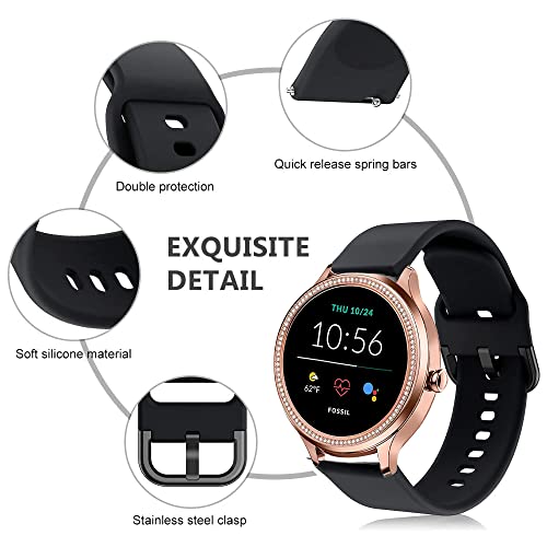 Vicrior Bands Compatible With 18Mm Fossil Women's Gen 5E 42Mm / Gen 6 42Mm Smart Watch, 6-Pack Quick Release Soft Silicone Replacement Band For Fossil Q Venture Gen 4 Hr/Gen 3 #TOP2