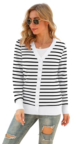 Image of VIISHOW Women Long Sleeve Button Down V Neck Lightweight Basic Knit Sweater Cardigan