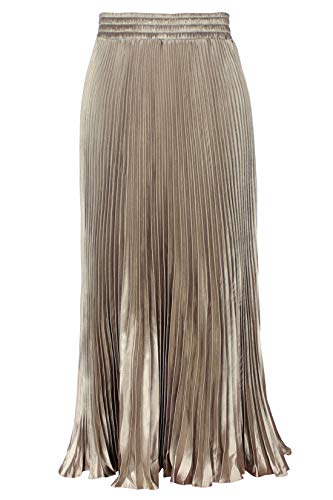 ebossy Women's Boho Satin Metallic Pleated Accordion Skirts