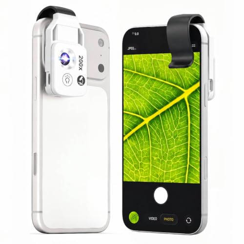 Phone Microscope 200X with LED Light，Compatible