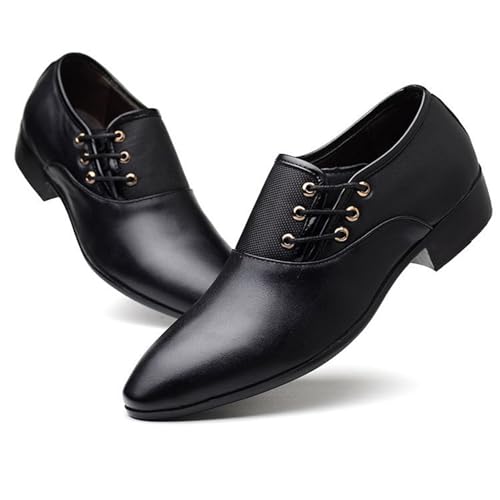 Men’s Leather Dress Shoes for Men, Round Toe Lace-up Casual Leather Derby Shoes Wedding Work Office2