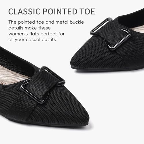 Comfortable Knit Ballet Flats Shoes for Women, Pointed Toe Womens Flats Arch Support Dress Shoes for Work Causal3