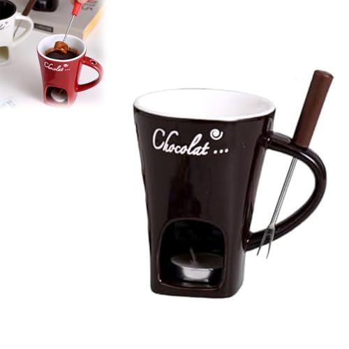 YuchiFa Ensemble de Tasses à Fondue au Chocolat personnelles, Ensemble de Tasses à Fondue, kit de Fabrication de crème au Lait et au Fromage au Chocolat (Noir)