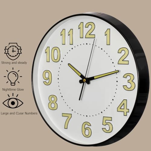 Horloge murale phosphorescente à chiffres verts facile à lire - 5