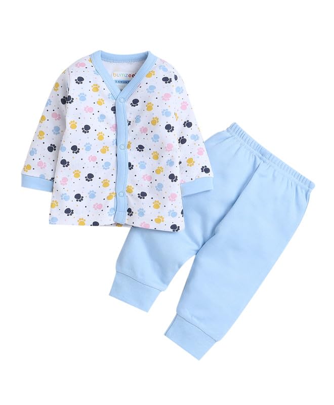 bumzee Baby Girls Cotton Printed Jabla & Pyjama Set-picture-26