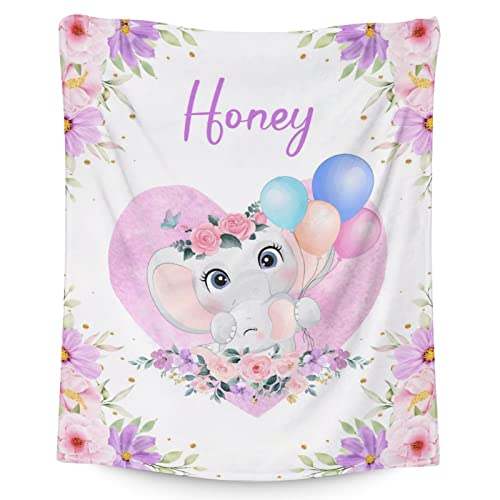Elephant Blanket Gifts - 60"x80" Cute Throw for Women Girls - Purple Soft Fuzzy Blankets for Bed, Couch & Living Room