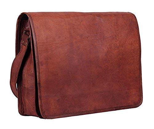 SHAKUN LEATHER JOURNAL Brown 100% Leather Messenger Bag for Laptop Handmade Briefcase Satchel Mens Crossbody Laptop Bag (11x15 Inches)