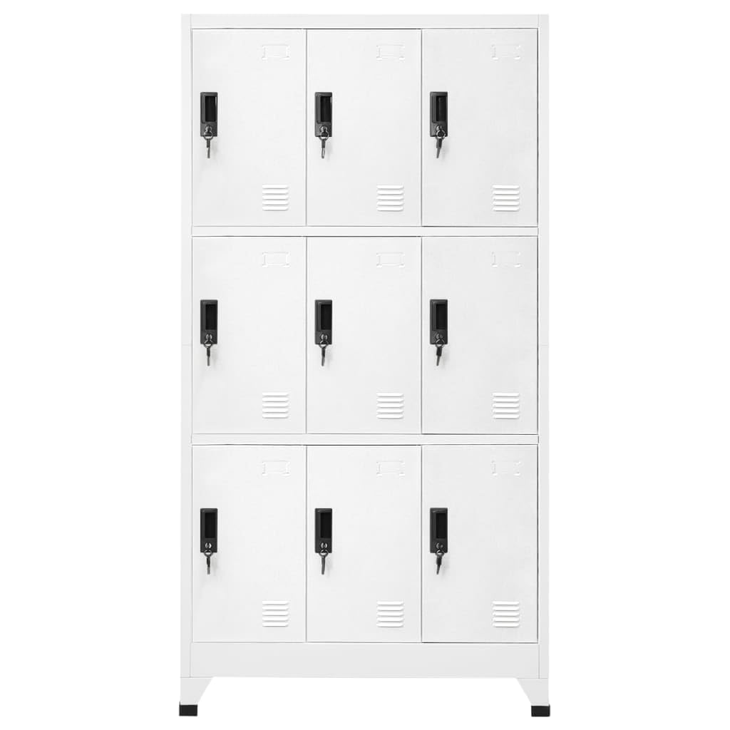 vidaXL Armoire à Casiers Classeur Meuble de Rangement d'Equipements de Sport Produits de Nettoyage Intérieur Bureau Blanc 90x45x180 cm Acier