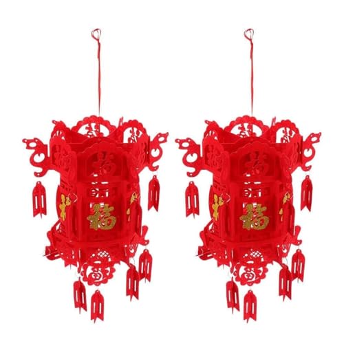 2 faroles chinos de papel rojo for Año Nuevo, Festival de Primavera, colgantes y de mano, for la buena suerte.