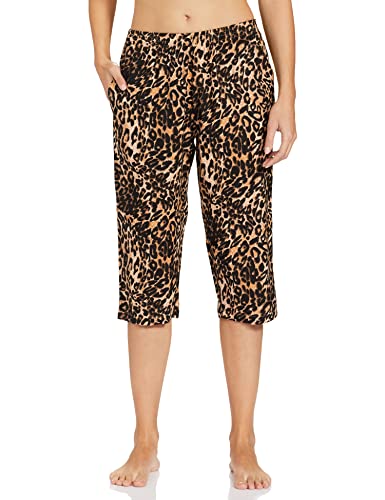 Image of Longies Women's Rayon Capri Nigh Suit Regular Set (LGRCSSYV001 Leapord Yellow024 S)