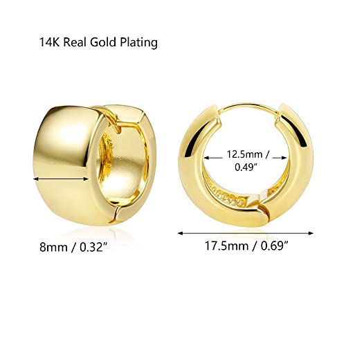 ALEXCRAFT Small Chunky Gold Hoop Earrings for Women Men 14k Gold Plated Thick Huggie Mini Hoops Women's Earring 8mm4