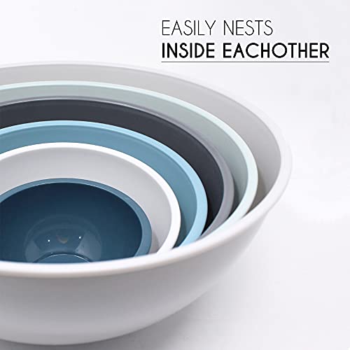 Home Gourmet 12-Piece Polypropylene Nesting Mixing Bowl Set With Lids - Multi-Sized Tupperware Set - (Pale Sunset) #TOP3