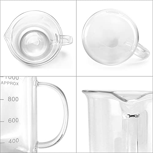 image for QWORK Beaker with Handle, 1000ml/33.81oz Measuring Cup, Borosilicate G