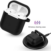 Wireless Charging Case for Airpods,Uverbon Qi Wireless Charger Cover for Airpods Silicone Protective Carrying Case Compatible with Qi Wireless Charger(Black) - coolthings.us