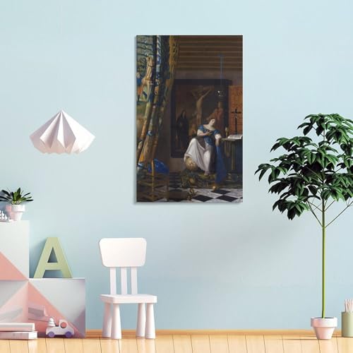 Impression sur toile Vermeer Allégorie de la foi tableau déco salon chambre 20x30