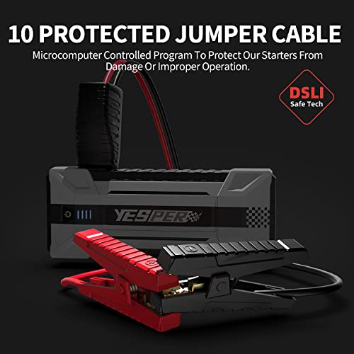 YESPER Battery Jump Starter - 4120A Peak Portable Car Starter (All Gas, up to 10.0L Diesel Engine), Auto Battery Booster Pack,Jump Box, DSLI Safe Tech Safely Start All 12V Vehicle& DC 15V Ports