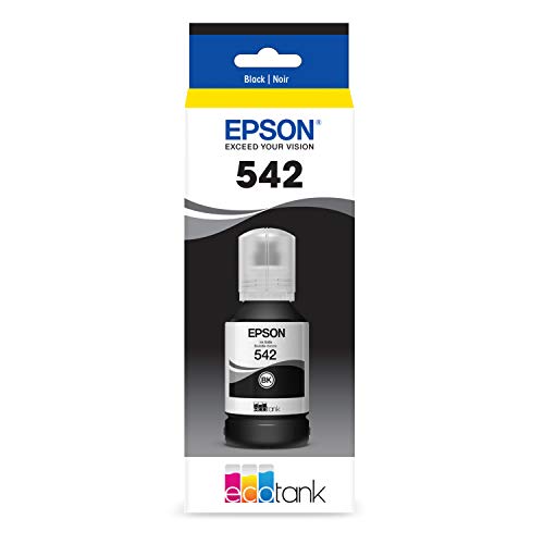 Image of Epson EcoTank Pro ET-5850 Wireless Color All-in-One Supertank Printer with Scanner, Copier, Fax and Ethernet, White & EPSON T542 EcoTank Ink & EPSON T542 EcoTank Ink Ultra-high Capacity Bottle Black