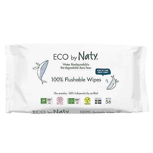 Eco by Naty Toallitas desechables wc para bebés - Toallitas húmedas compostables y de origen vegetal, sin productos químicos e hipoalergénicas, seguras para la piel sensible, 672 unidades (12x56)