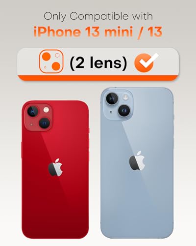 Image of TOCOL Camera Lens Protector for iPhone 13 / iPhone 13 Mini Tempered Glass HD Individual Scratch Resistant Camera Cover Accessories Case Friendly 2 Pack(Red)