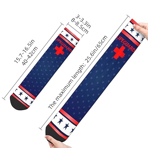 PAUPPY Funny-Lifeguard-Cross-Gifts Women Girls Knee High Socks Long Tube Socks Unisex Soft Cozy High Calf Athletic Socks3