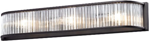 Elk 10327/3 28 by 4-Inch Braxton 3 Bathbar with Glass Shade, Aged Bronze Finish Vanity Light