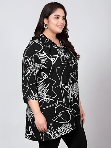 Image of Indietoga Women's Plus Size Viscose Rayon Printed Longline Shirt Tops (2XL to 7XL)