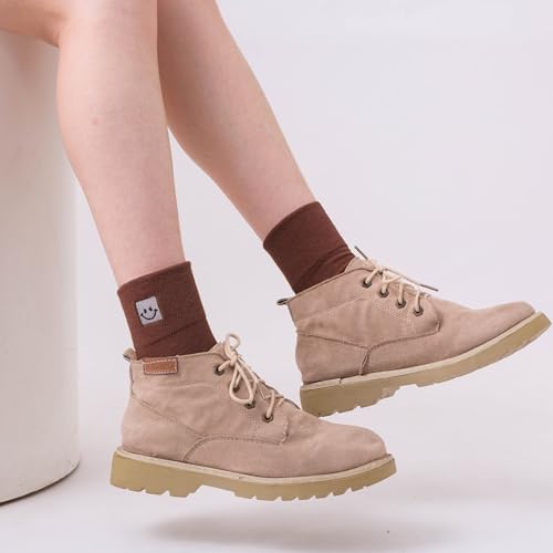 Image of HUGSWEET Cotton Soft Comfy Crew Ankle above Socks for Women Gift 5-10 Pairs | Colorful Casual Cute Funny Smiley Face Quarter Mini Crew Thin Socks, Elastic Lightweight Gifts for Women