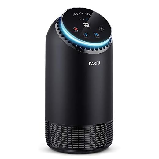 PARTU Purificateur d'air avec Réel Filtre HEPA 99.97% Filtration, Ultra Silencieux 24-48dB Capturer Pollen, Fumée, Poussière, Poils d'animaux, avec Sept Couleurs de Veilleuse Apaisante
