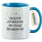 huuraa tazza di caffè Iss Glitzer zum Frühstück Tazza regalo blu 330ml Iss Glitzer zum Frühstück Presente