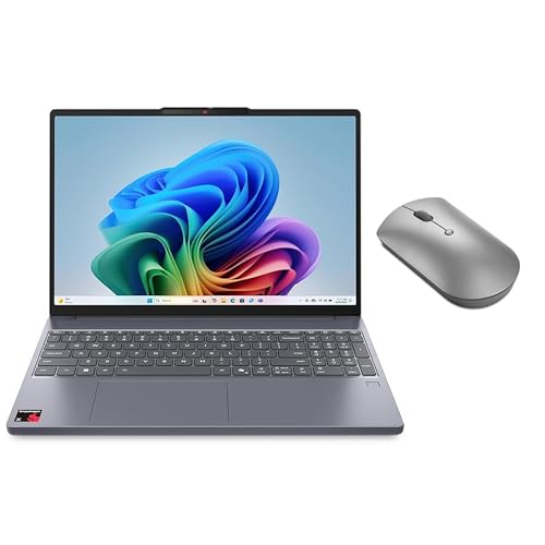 Image of Lenovo IdeaPad Slim 3X - 2025 - Everyday AI Laptop - Copilot+ PC - 15.3 inch WUXGA Display - 16 GB Memory - 512 GB Storage - Qualcomm Snapdragon X Luna Grey 600 Bluetooth Silent Mouse Gray